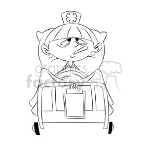 betty the cartoon nurse feeling sick black white clipart. Royalty-free image # 397705