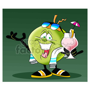 cartoon coconut character mascot charlie on vacation clipart. Royalty-free image # 397805