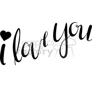 clipart - i love you calligraphy typography illustration black hearts words.