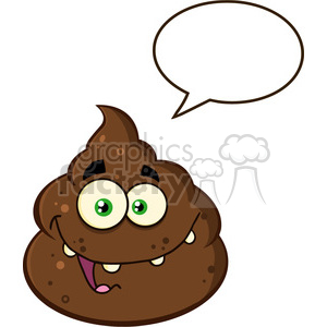 royalty free rf clipart illustration happy poop cartoon mascot character with speech bubble vector illustration isolated on white backgrond clipart. Royalty-free image # 399239