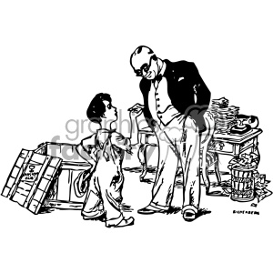 the kid and the banker vintage 1900 vector art GF clipart.