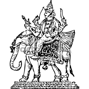 vintage retro old black+white indra lord god deity hindu king+of+heaven Hinduism guardian tattoo
