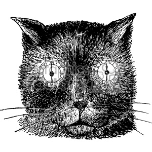 vintage steampunk cat head with clock eyes vector vintage 1900 vector art GF