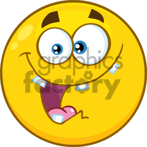 Royalty Free RF Clipart Illustration Crazy Yellow Cartoon Smiley Face Character With Expression Vector Illustration Isolated On White Background clipart.
