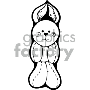 cartoon clipart bunny 010 bw clipart. Commercial use image # 404823