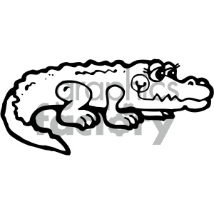 cartoon animals vector PR alligator crocodile black+white