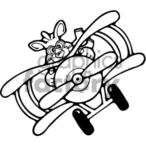 black white kangaroo flying a plane clipart. Royalty-free icon # 405470