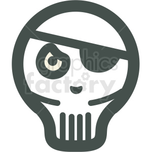 white skull with eye patch halloween vector icon image clipart.
