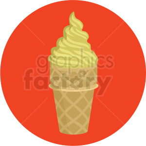 vanilla ice cream cone vector flat icon clipart with circle background .