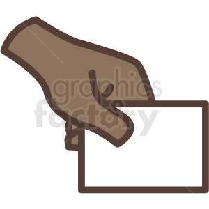 clipart - african american hand holding card vector icon.