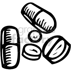 black and white cartoon pills clipart. Royalty-free image # 149498