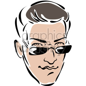 man's face wearing sunglasses clipart.