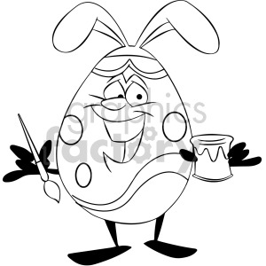 black and white cartoon easter egg character clipart. Royalty-free image # 407884