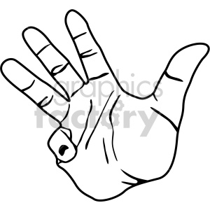 hand symbol black white clipart. Commercial use image # 408086