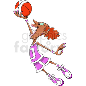 clipart - African American woman basketball player cartoon.