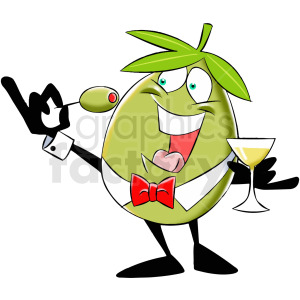 cartoon olive eating an olive clipart.