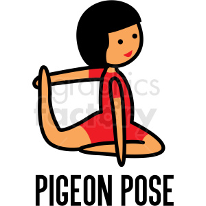girl doing yoga pigeon pose vector clipart .