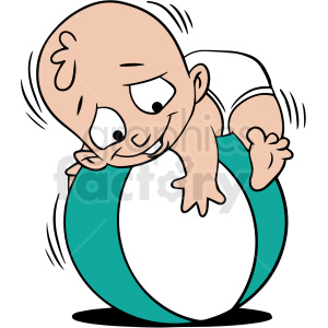 cartoon baby on large beach ball vector clipart clipart. Commercial use image # 413023