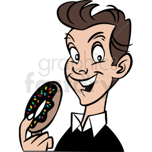 boy eating doughnut vector clipart .