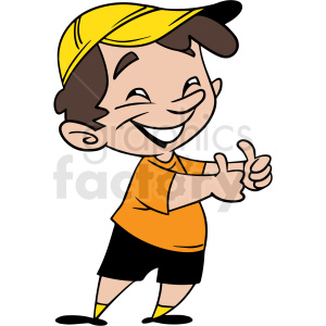 happy boy with thumbs up vector clipart .
