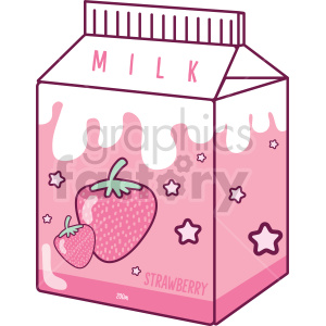 food cartoon carton milk strawberry