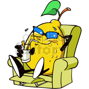 cartoon lemon sitting in recliner chair clipart clipart. Commercial use image # 414950