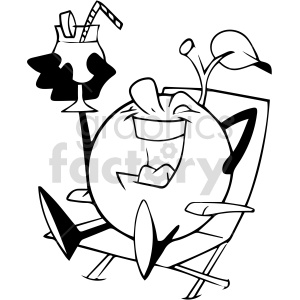 clipart - cartoon black and white orange sitting in lounge chair clipart.