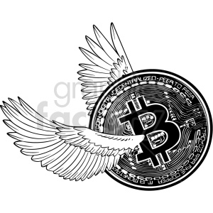 clipart - black and white bitcoin vector clipart.