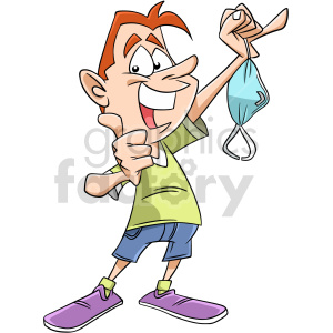 cartoon boy removing mask vector clipart clipart. Royalty-free image # 416717