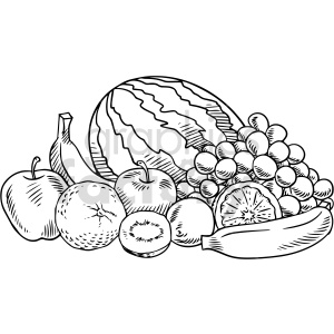 clipart - black and white fruit clipart.