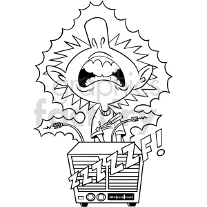 black and white cartoon kid getting shocked clipart clipart. Royalty-free image # 416795