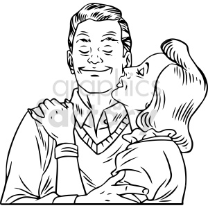 clipart - black and white husband with wife vintage clipart.