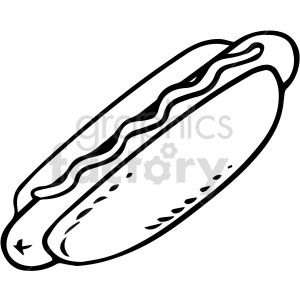 black and white hot dog vector clipart