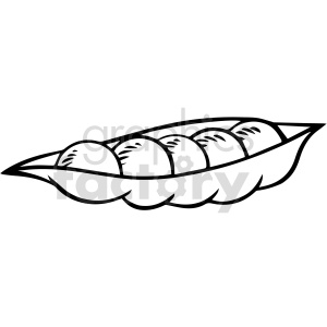 black and white cartoon pea pods clipart
