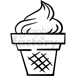 black and white ice cream cone vector clipart .