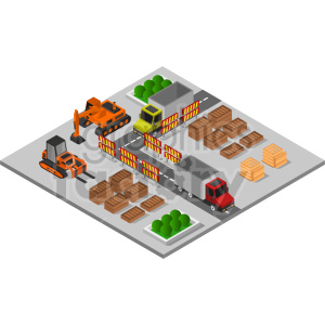 construction zone isometric vector graphic clipart.