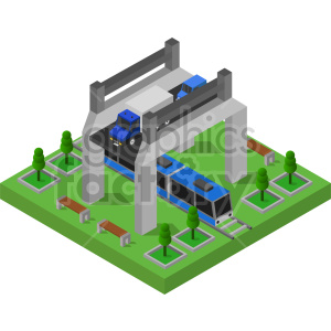 train station isometric vector graphic clipart.