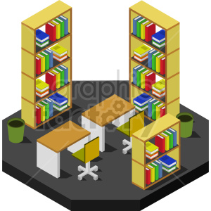 library isometric vector graphic clipart.