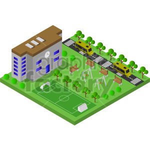 isometric school yard vector graphic clipart. Commercial use image # 417333