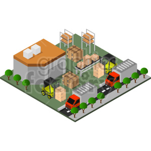 warehouse building isometric vector clipart .