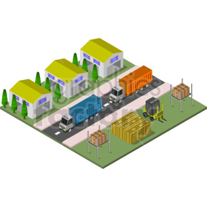 warehouses isometric vector graphic clipart.
