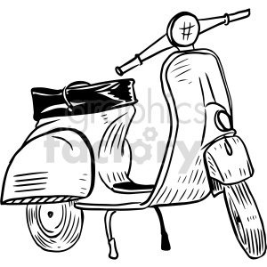 black and white vespa on kickstand clipart clipart. Royalty-free image # 417472