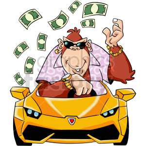 cartoon ape in lambo clipart. Commercial use image # 417700