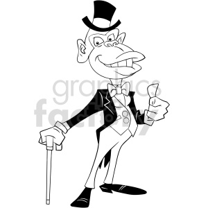 black and white cartoon clipart ape in suit