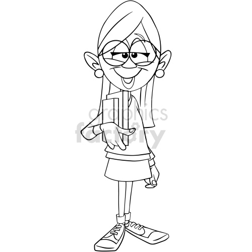 black and white cartoon geek girl clipart clipart. Commercial use image # 417872