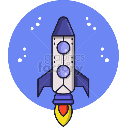 rocket blasting into space vector icon graphic clipart.