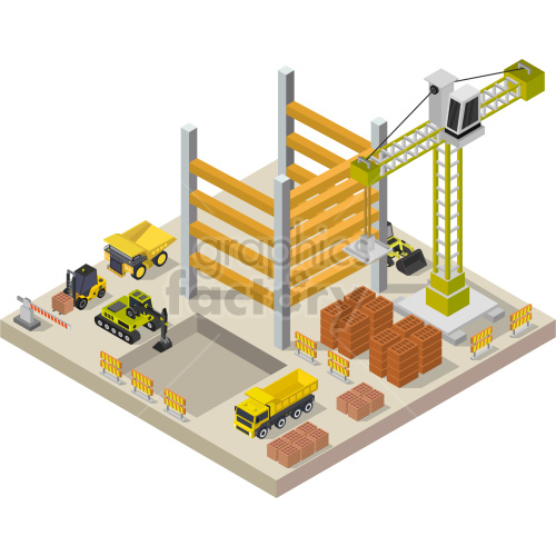 isometric construction zone clipart .