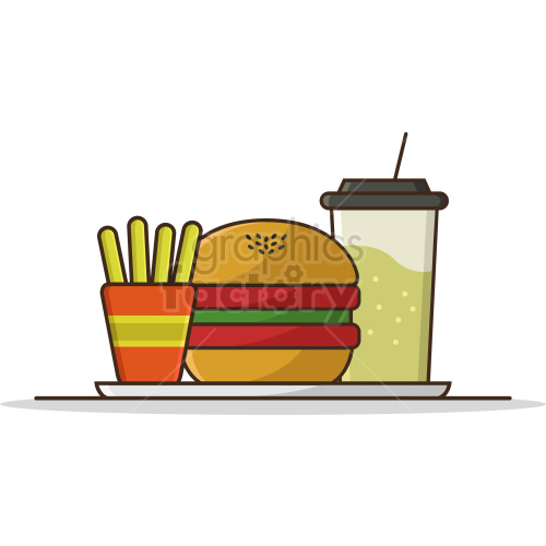tray of fast food vector clipart .