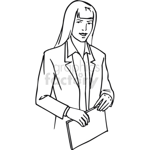 female lawyer black white clipart. Royalty-free image # 418504