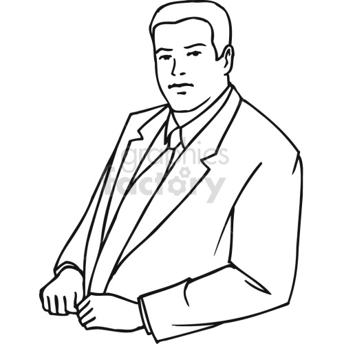 business man in suit black white clipart.